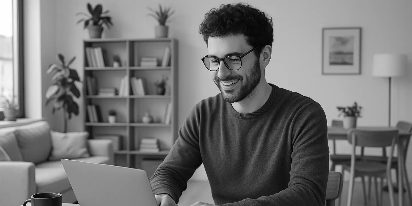Man is working from home