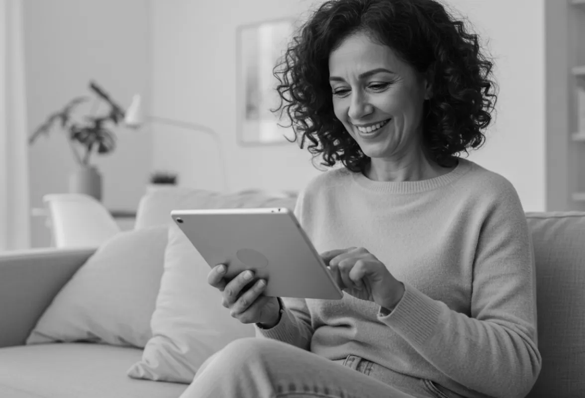 Woman is searching the internet
