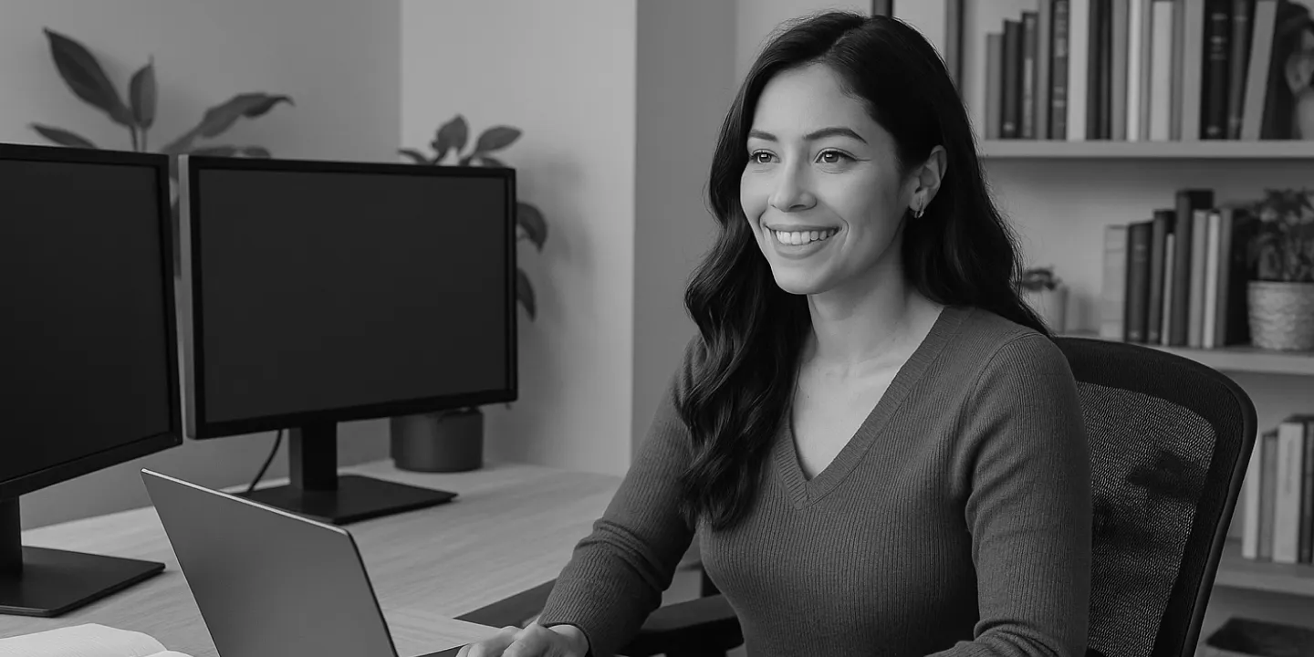 Woman is working in the office
