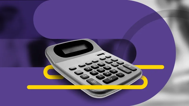 Black and white calculator on puprple backgrond