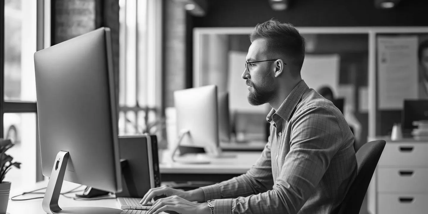 Man is working in office