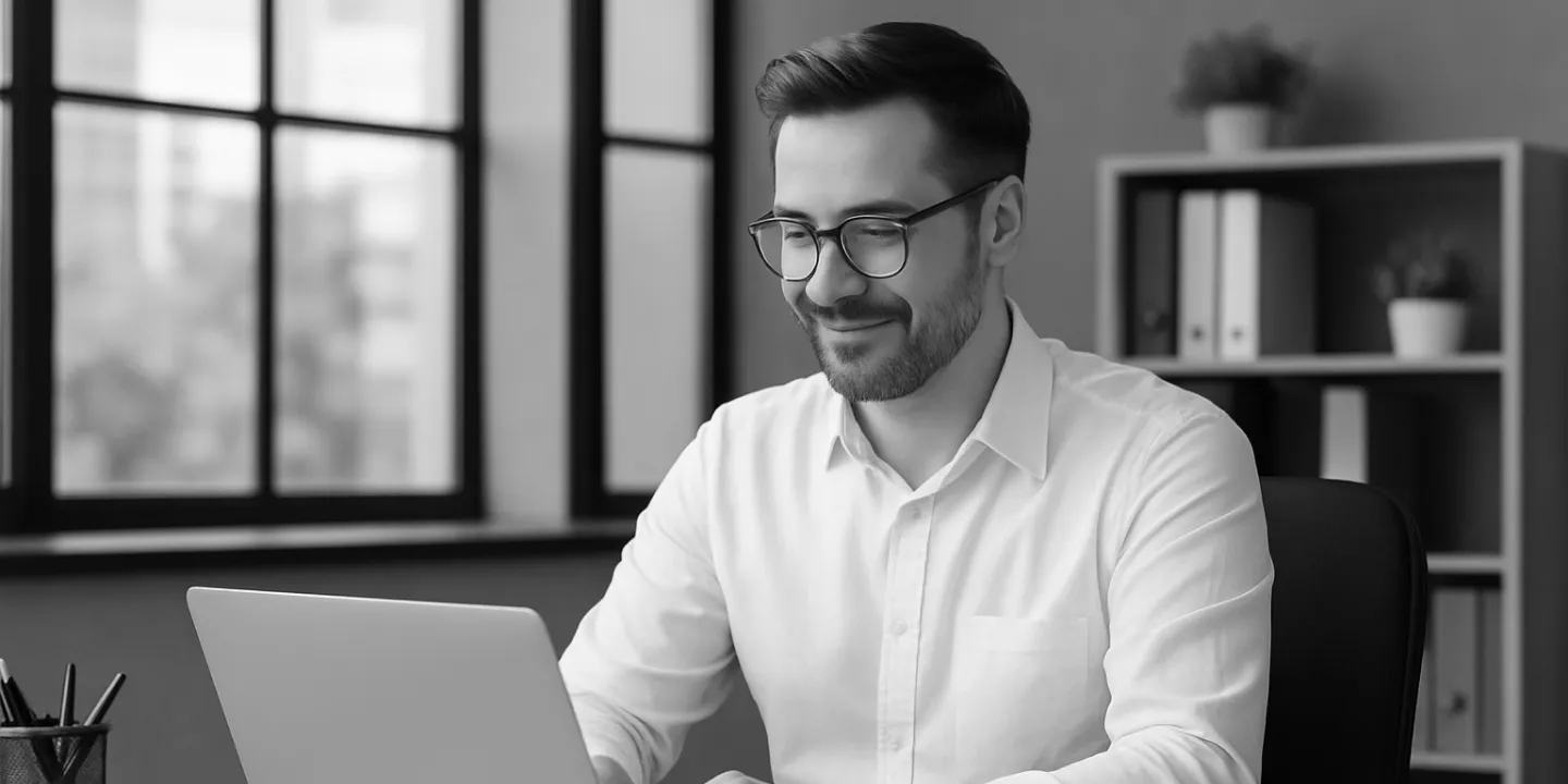 Man is working in office