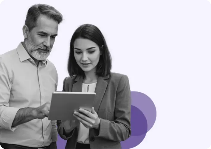 Colleagues reading a report together