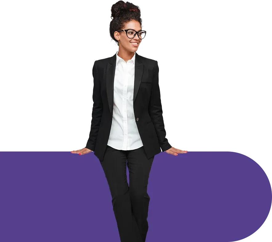 Smiling HR professional in a black suit