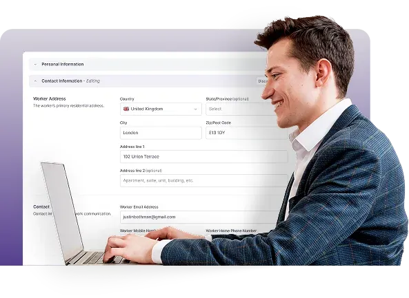 Employee updating their address and contact information in the Safeguard Global platform