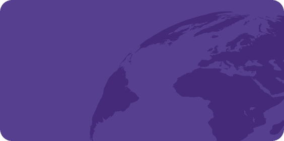 Stylized purple globe showing parts of Europe, Africa, and South America on a solid purple background.